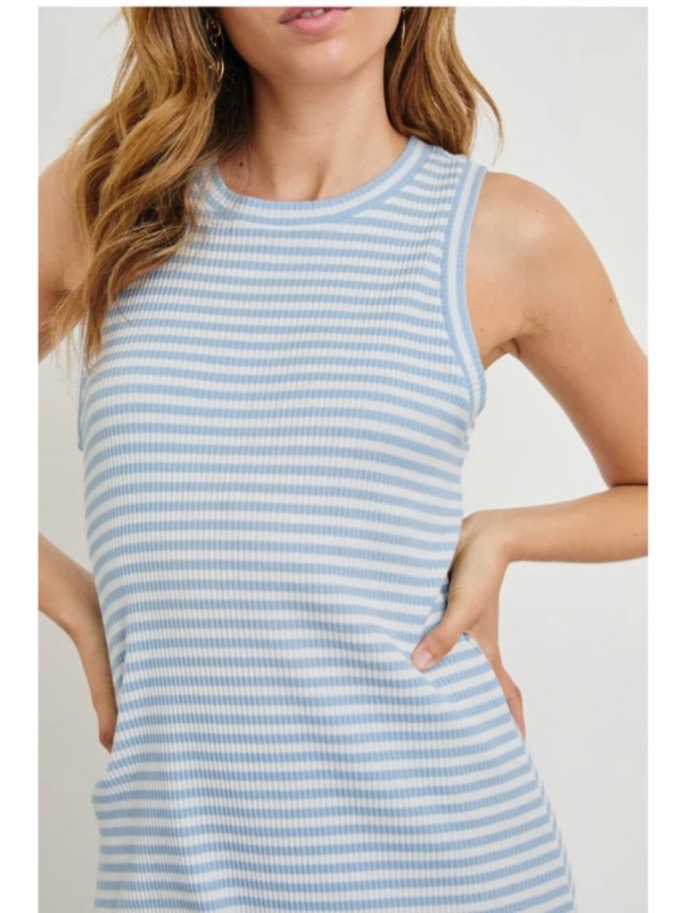 Rails VGUC Chambary & White Striped Ribbed Sleeveless Midi Dress in Size Small - Picture 3 of 12